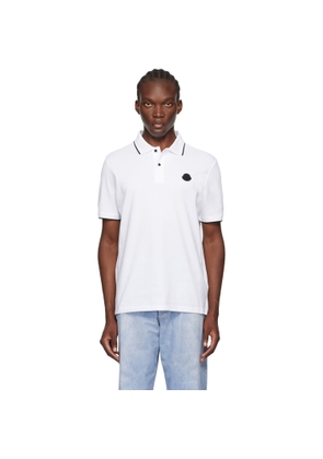 Moncler White Logo Patch Polo