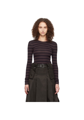 GANNI Brown & Black Stripe Rib Longsleeve T-shirt