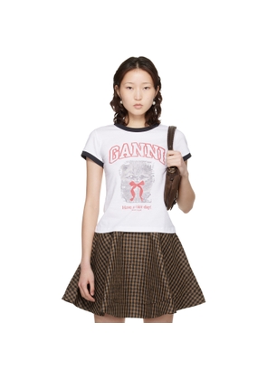 GANNI White Cropped Kitty T-shirt