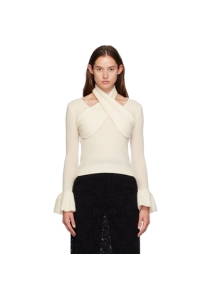 Rokh Off-White Cross Knitted Sweater