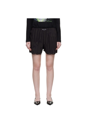 Collina Strada Black Wavy Flower Stripe Mini Odeon Boxer Shorts