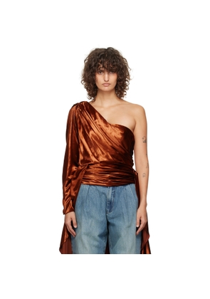 ZIMMERMANN Orange Illustration Asymmetric Blouse