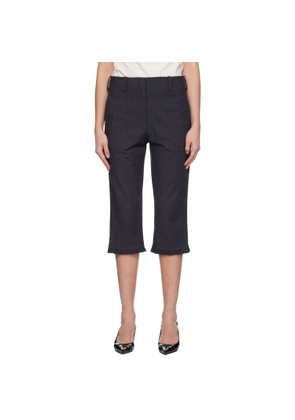 GANNI Gray Pinstripe Capri Trousers
