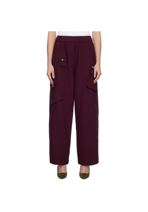 GANNI Burgundy Future Twill Suiting Elasticated Trousers