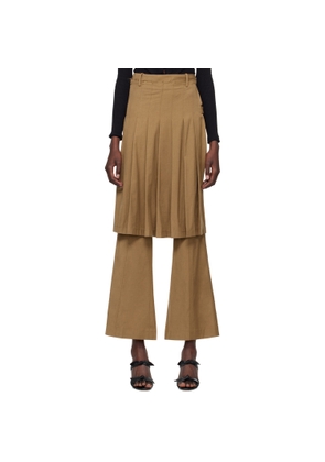 Rokh Tan Pleated Midi Skirt Trousers