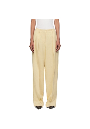 The Frankie Shop Beige Daytona Pleated Linen Trousers