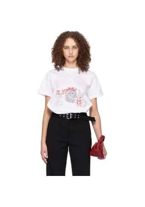 GANNI White Animals Print T-shirt