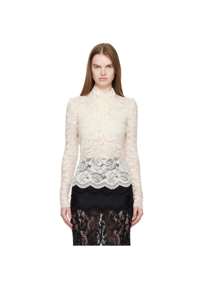 Rabanne Off-White Long-Sleeved Lace Top
