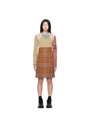 We11done Orange Plaid Miniskirt