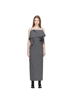 MM6 Maison Margiela Gray Folded Wool Maxi Dress