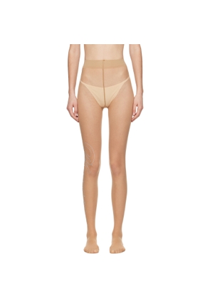 Blumarine Beige Rhinestone Tights