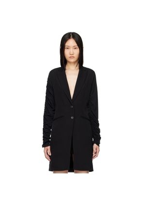Atlein Black Ruched Sleeve Coat
