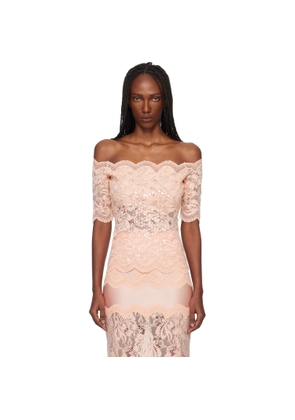 Rabanne Pink Off The Shoulder Lace Top
