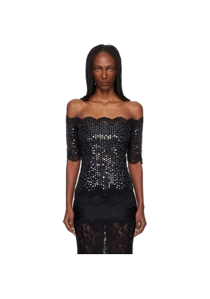 Rabanne Black Off The Shoulder Lace Top