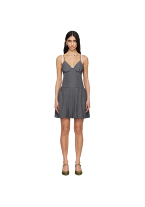 SHUSHU/TONG Gray Tuck Detail Bustier Slip Minidress