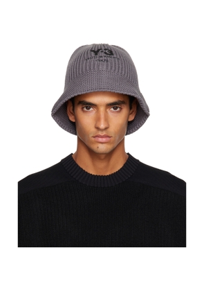 Y-3 Gray Heritage Knit Bucket Hat