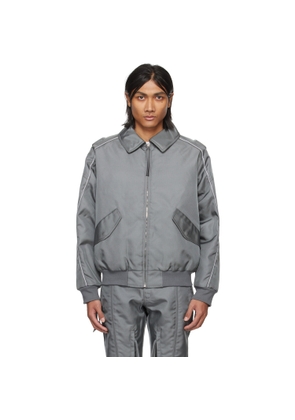 KANGHYUK Gray Lock Stitched Bomber Jacket
