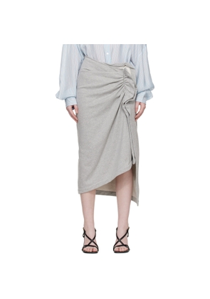 Dries Van Noten Gray Ruffled Cotton Midi Skirt