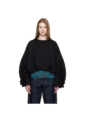 Dries Van Noten Black Draped Sweatshirt