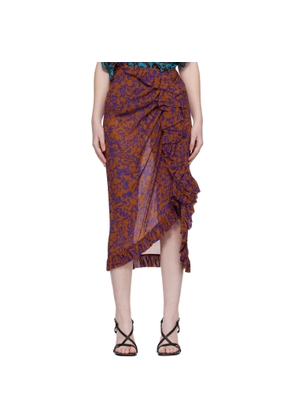 Dries Van Noten Purple & Orange Sina Midi Skirt