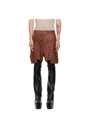 Rick Owens Brown Porterville Stefan Cargo Leather Shorts