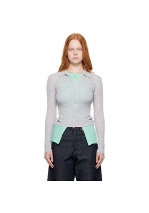 Guest in Residence Gray LS Shrunken Polo