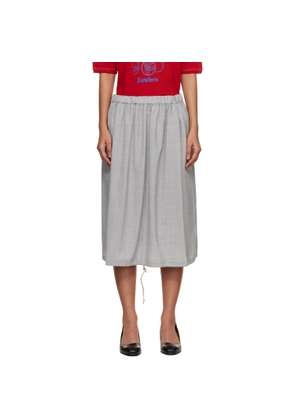 Comme des Garçons Girl Gray Wool Tropical Colour Stripe Midi Skirt
