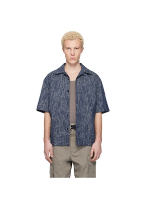 Bottega Veneta Blue Textured Fleck Cotton Drill Shirt