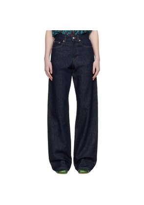 Dries Van Noten Navy Straight Leg Jeans