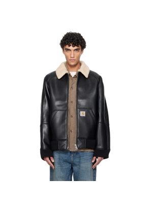 Carhartt Work In Progress Black Shepton Faux-Leather Jacket