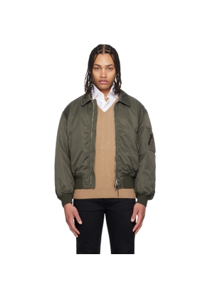 TOM FORD Green Satin Nylon Flight Bomber Jacket