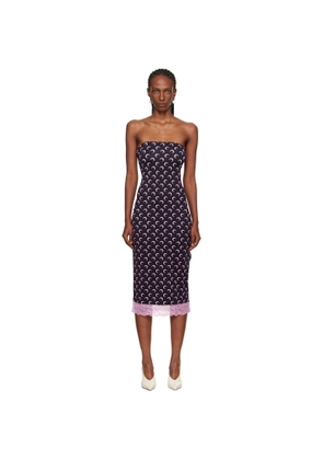 Marine Serre Black Recycled Moon Jersey Bustier Midi Dress