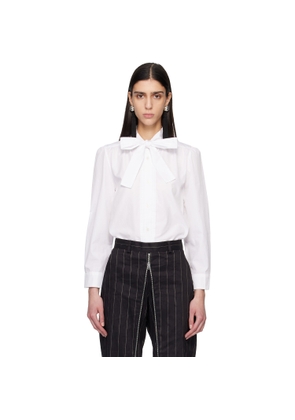 R13 White Neck Tie Shirt