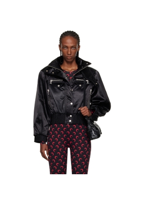 Marine Serre Black Satin Nylon Bomber Jacket