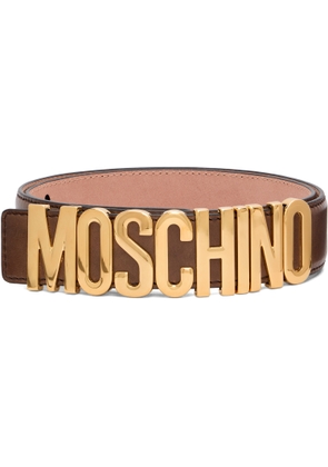 Moschino Brown Logo Hardware Belt