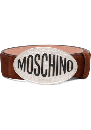 Moschino Brown Logo Hardware Belt