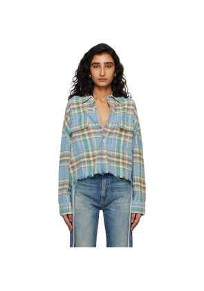 R13 Blue Cropped Work Shirt