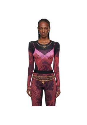 Marine Serre Red & Black Wet Nuisette Printed Jersey LS T-shirt
