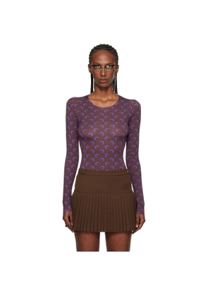 Marine Serre Brown & Purple Moon Printed Jersey LS T-shirt
