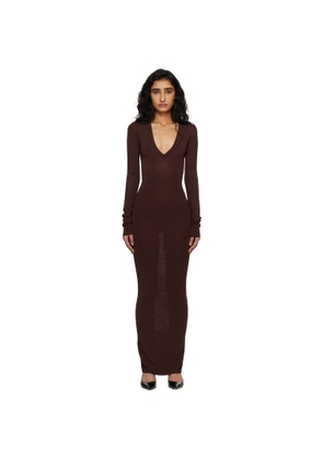 Entire Studios Brown Long Sleeve V Neck Maxi Dress