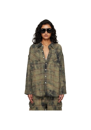 R13 Green & Navy Drop Neck Work Shirt
