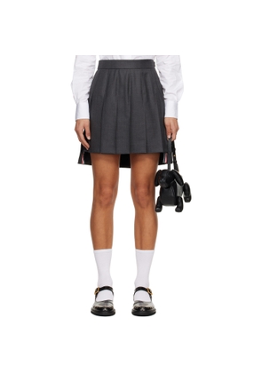 Thom Browne Gray Twill Pleated Miniskirt