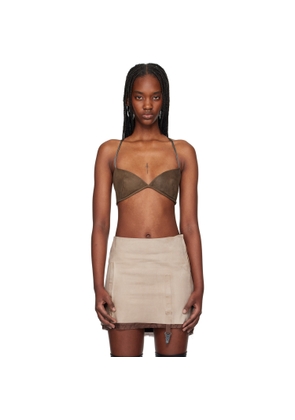Liza Keane Brown Eros Leather Bra