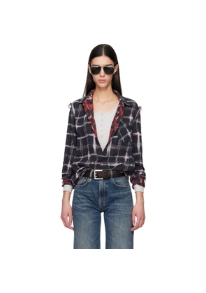 R13 Black & Red Shredded Seam Reversible Shirt