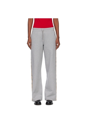Burberry Gray Check Trim Cotton Track Pants