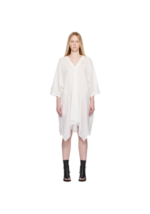 Y's White Cotton Lawn Arranged Sleeve Midi Dress