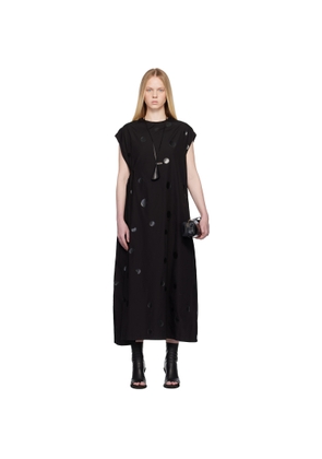 Y's Black Right Side Gathered Maxi Dress