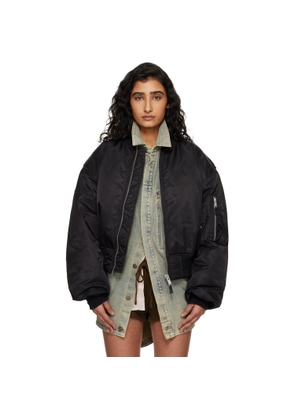Entire Studios Black Cropped Broad Bomber Jacket