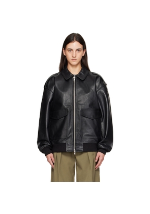The Frankie Shop Black Viper Leather Jacket