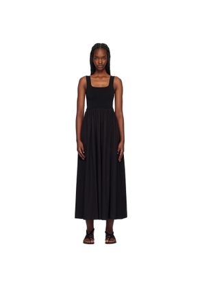 Matteau Black Knit & Cotton Midi Dress